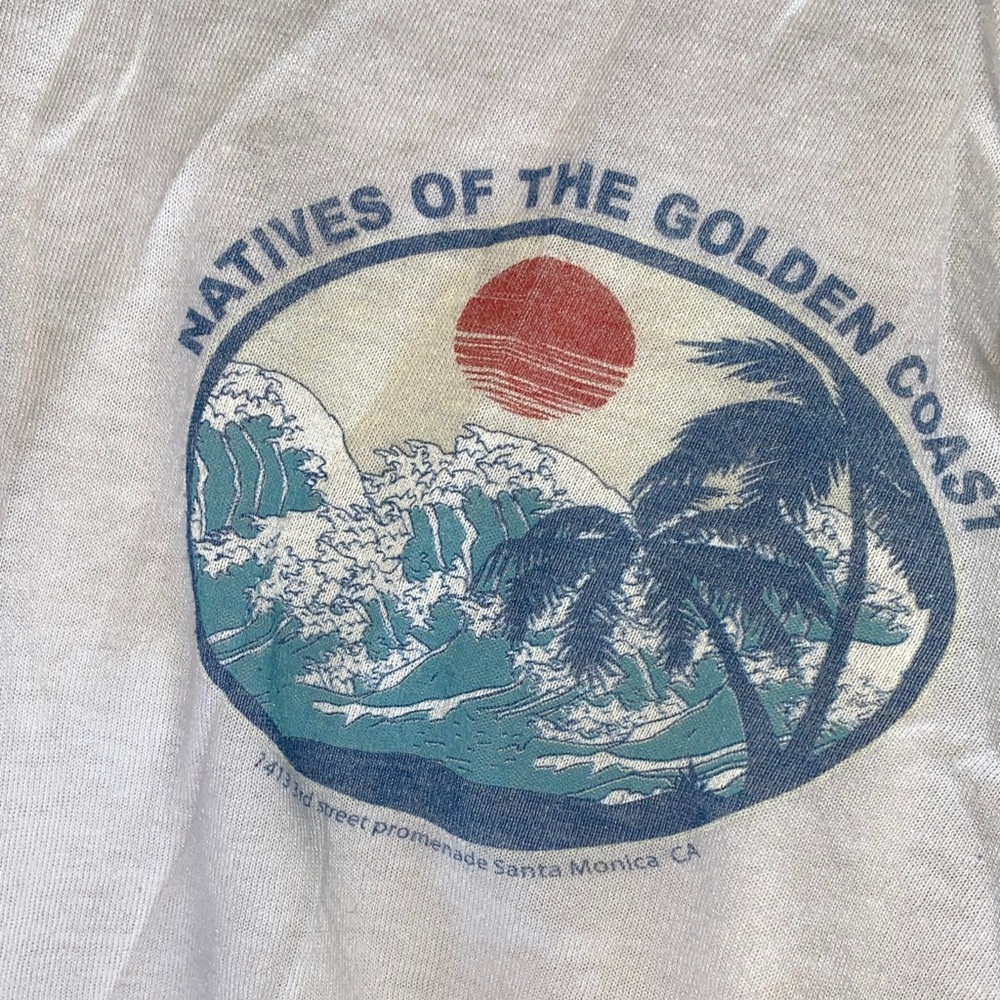 White and Navy Quarter Sleeve Graphic Tee